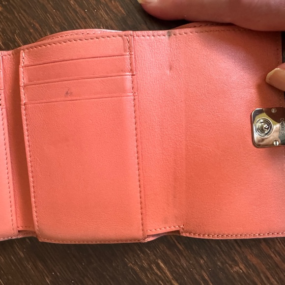 Loewe Coral Pink Leather Compact Bifold Wallet with Anagram Clip EUC - Picture 6 of 9